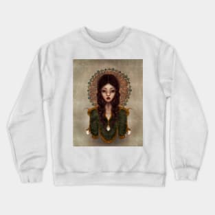 Fairy Girl Warrior of the Falling Leaf In Battle Amrmour and gold halo Crewneck Sweatshirt